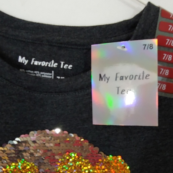 My Favorite Tee Gray Sequin Smiley Face 7/8 Or 6X - Picture 3 of 5